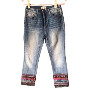 Driftwood Colette Embroidered Cropped Jeans Boho Festival W26